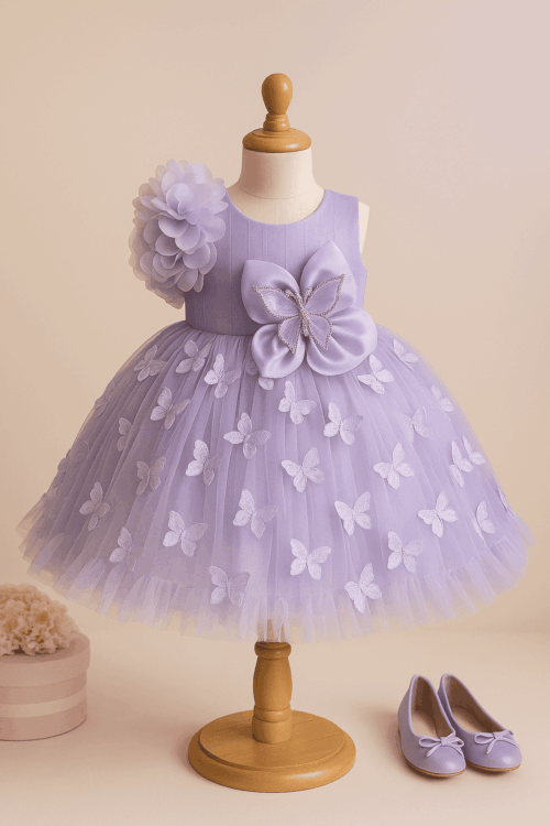 Lavender Butterfly Tulle Dress