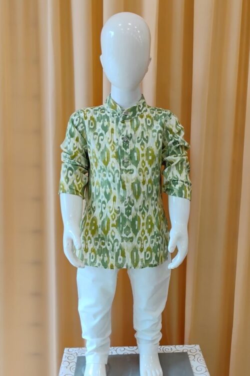 Green Ikat Kurta Pajama Set
